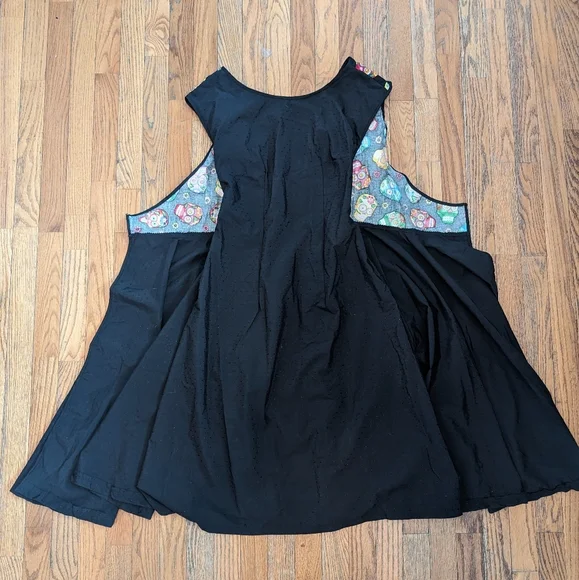 Vintage Handmade Black Dress with Sugar Skulls, Apron Closure - Picture 4 of 5